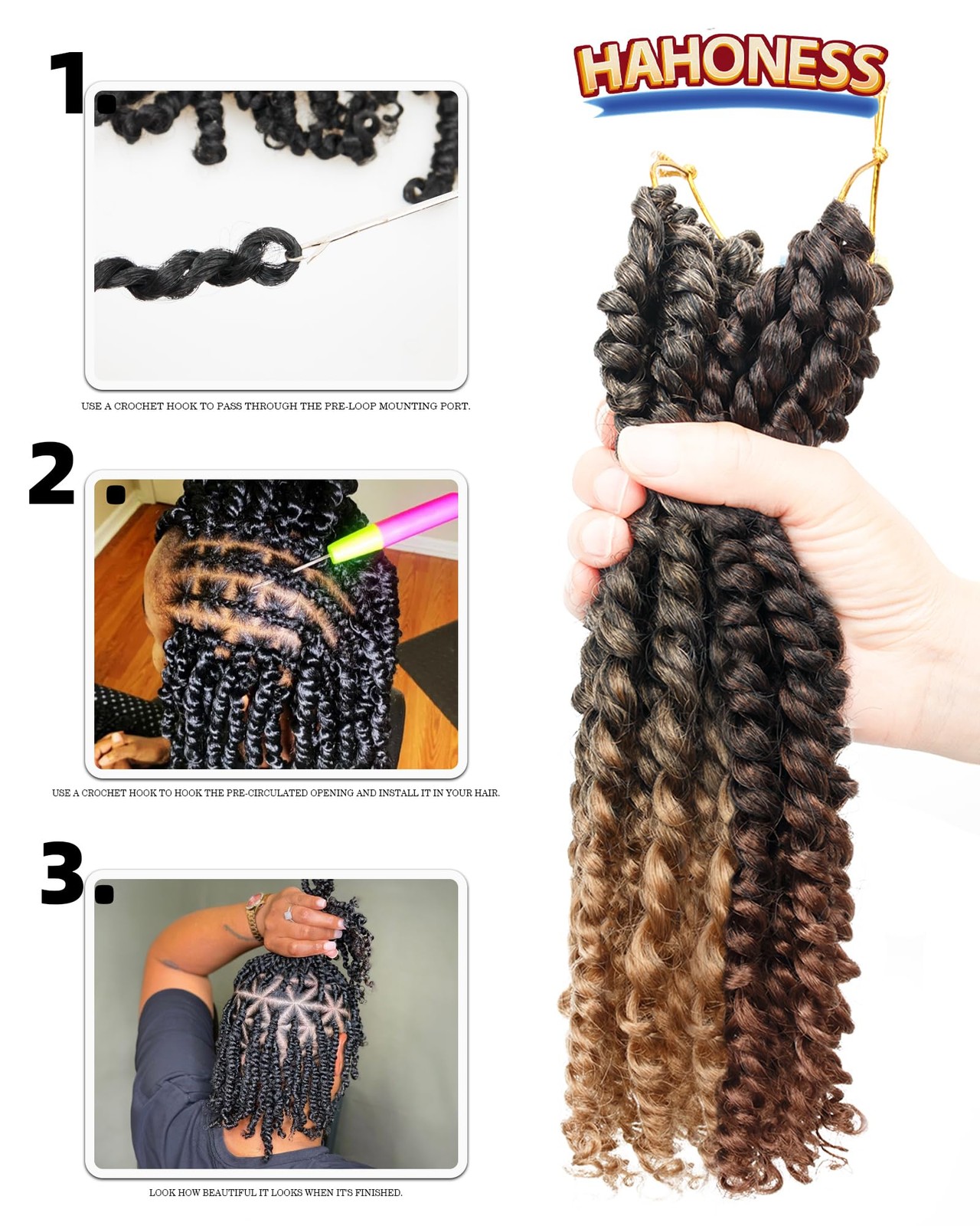 Hahoness 10 Inches 9 Packs Passion Twist Crochet Hair-Mixed Color Combo