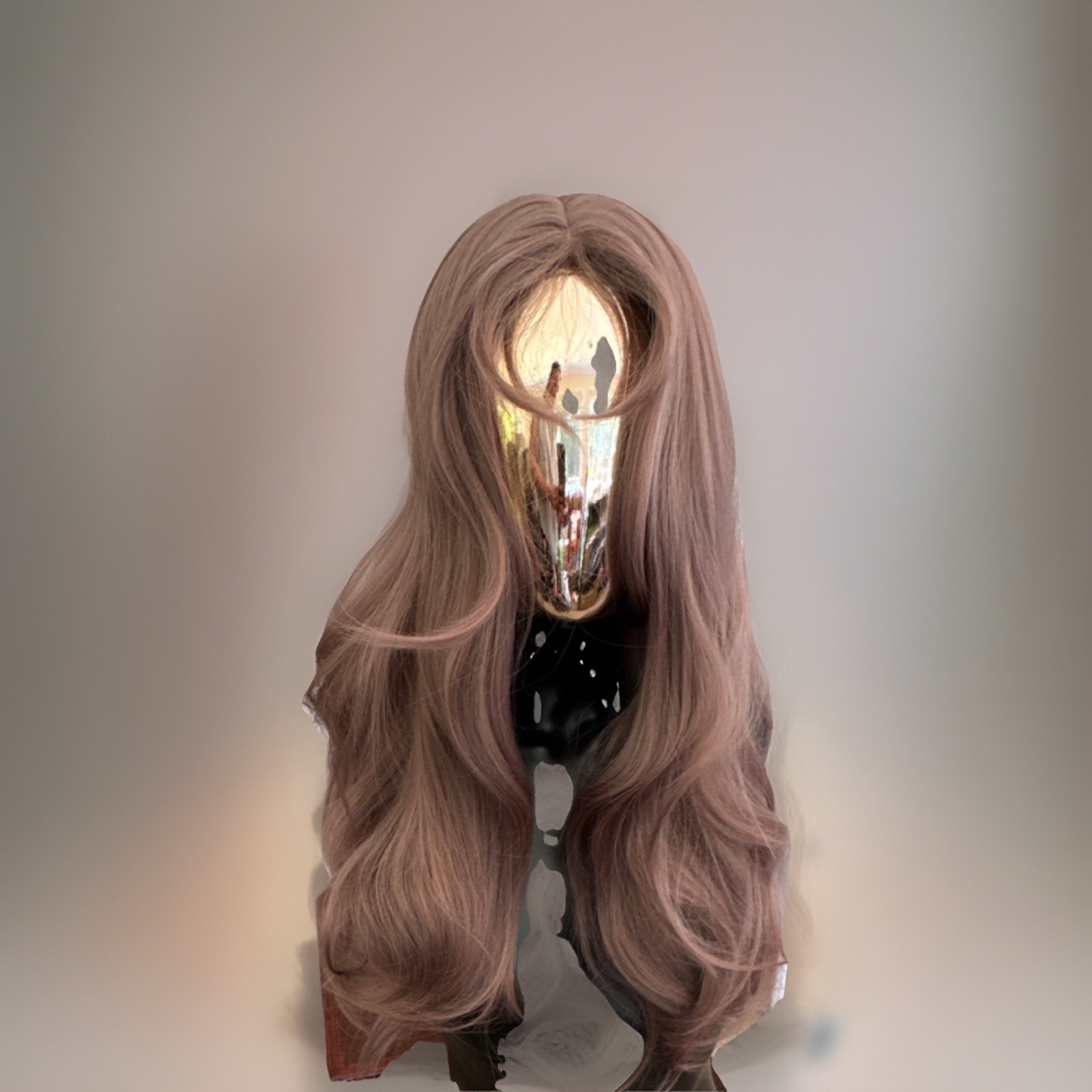 Long Wavy Ash Brown Synthetic Wig Classic Cap Layered Women 21-30in
