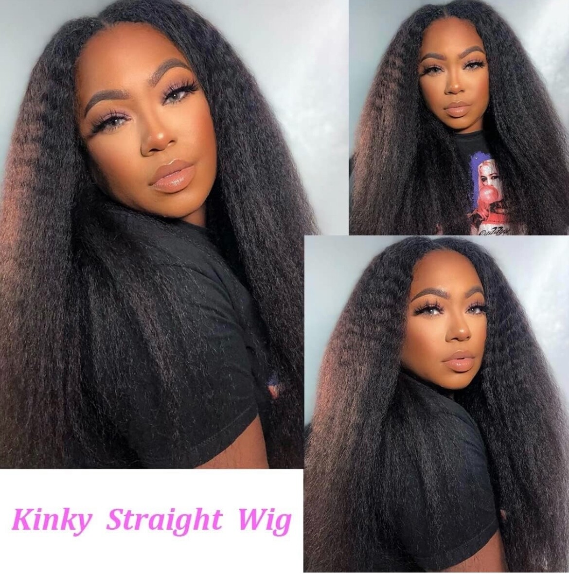 Daisy Miss Style Hair 12A Indian Kinky Straight V-part 24 inch Wig, Wear n Go