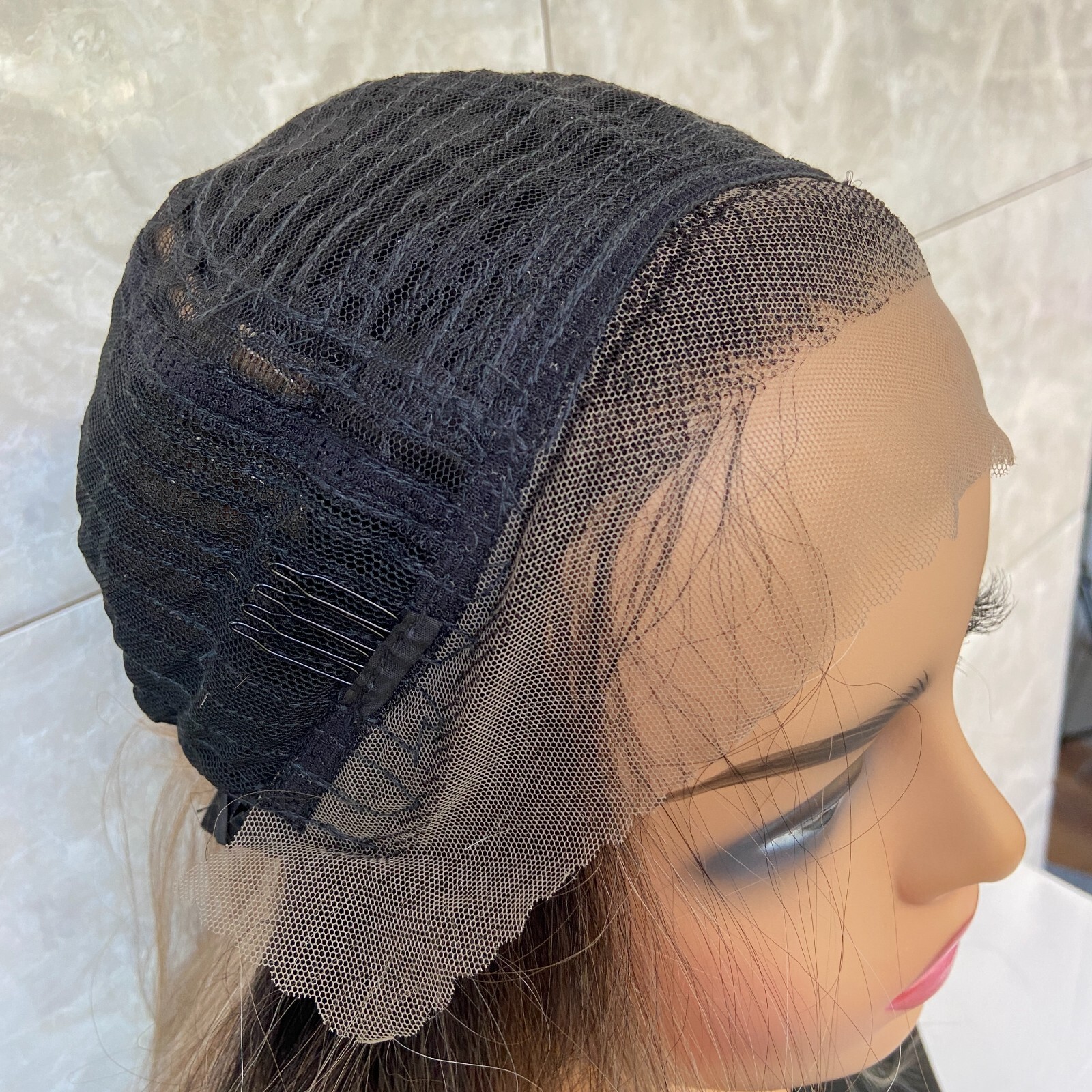 Long Straight Rooted Blonde Mix Lace Front Human Hair Blend Heat Ok Wigs Women