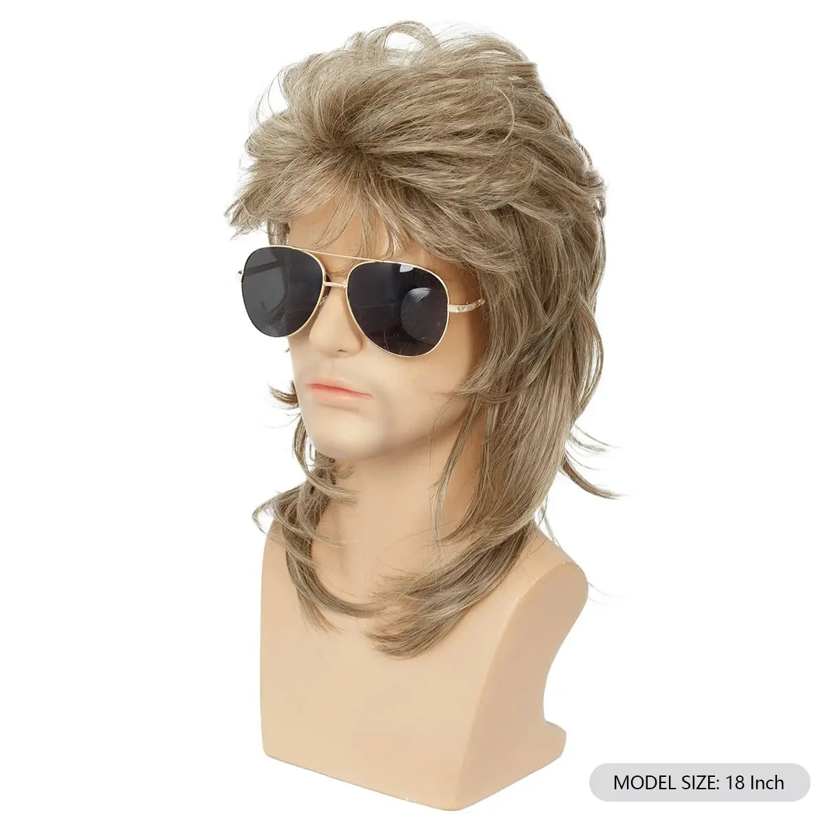 Men’s Black Mullet Wig Synthetic 18″ 70s 80s Costume Cosplay Fancy Dress Party