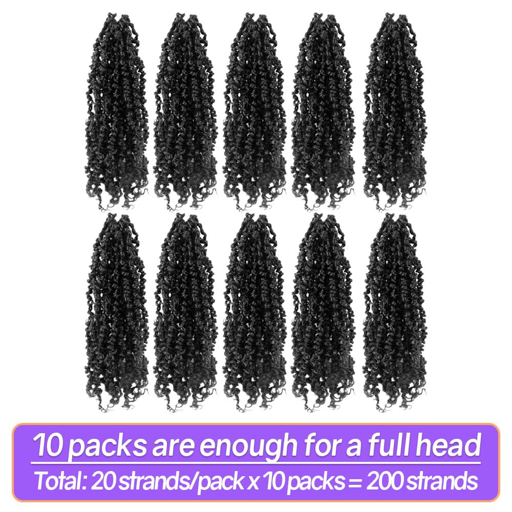 8 Inch 10 Packs Yanky Twist Crochet Hair Pre-Twisted Natural Black Kinky Mini