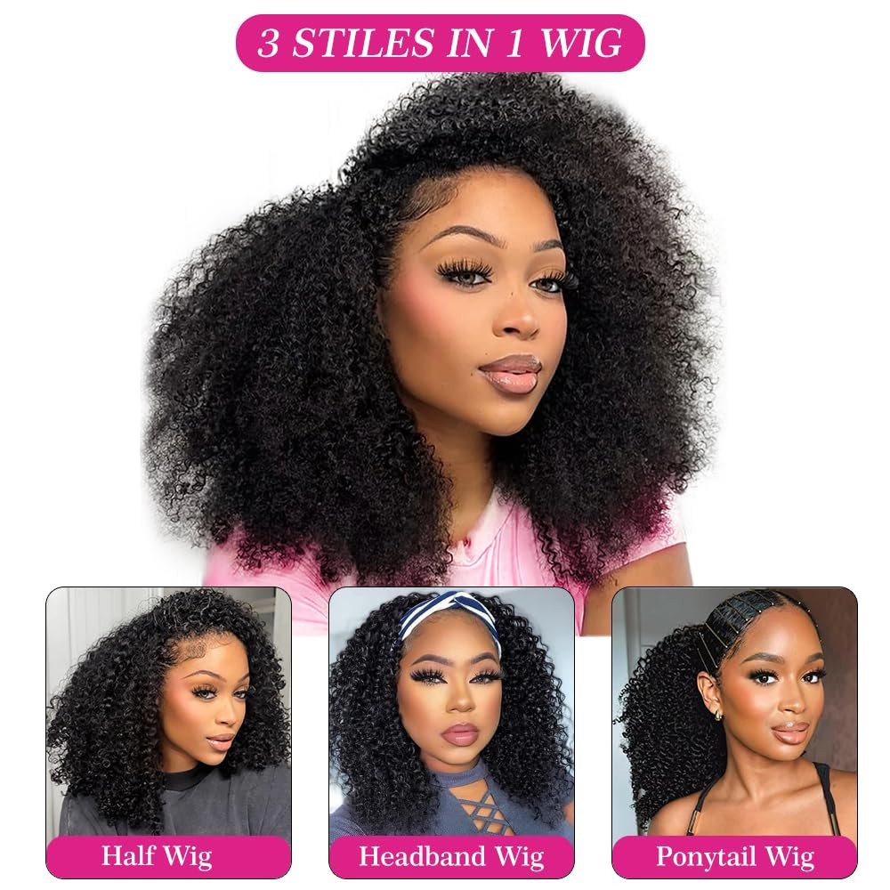 Legendhair Burmese Curly Half Wig Human Hair 16C Inch 180 Density Wear And Go