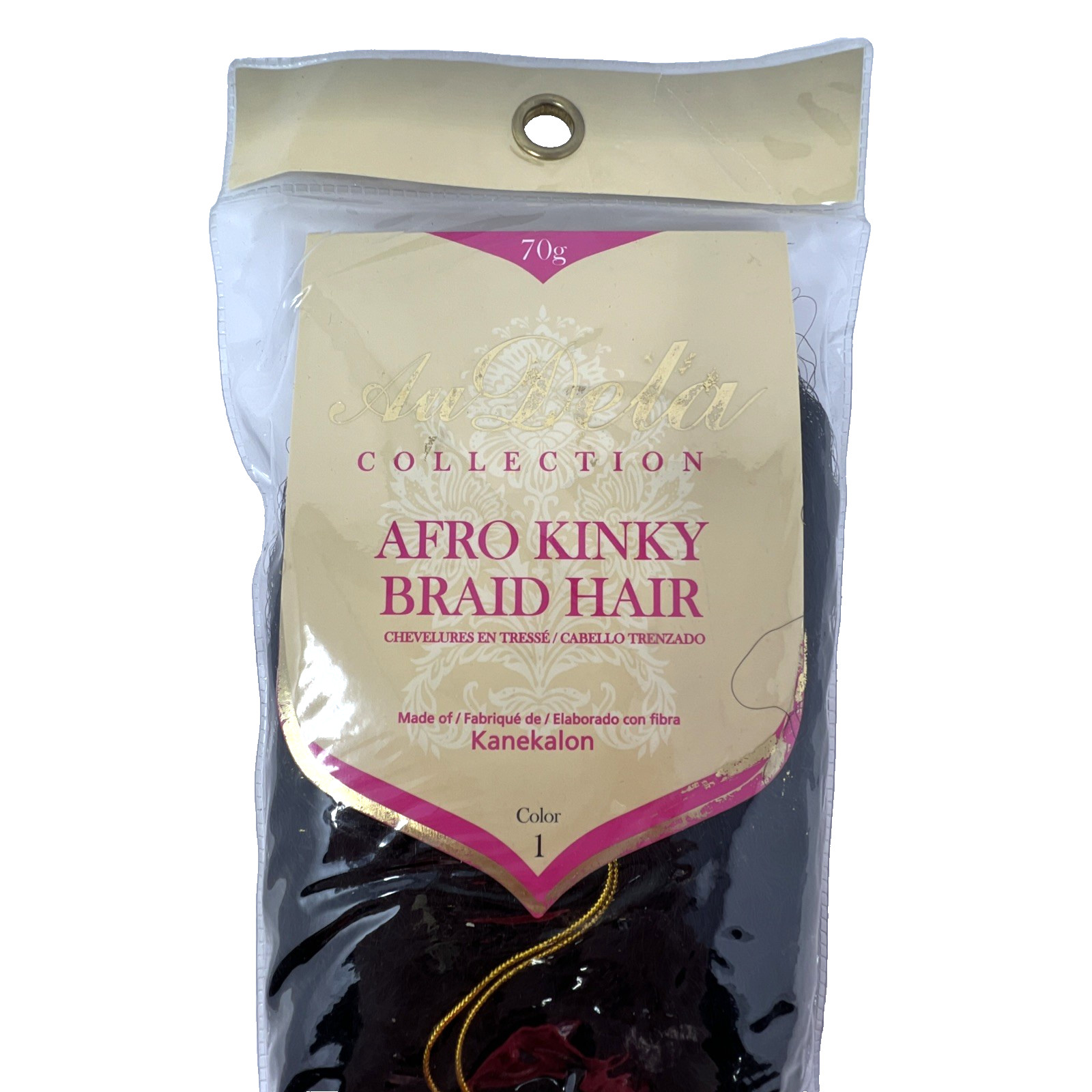 Au Dela Collection Afro Kinky Braid Hair, Kanekalon, Color 1, 70g