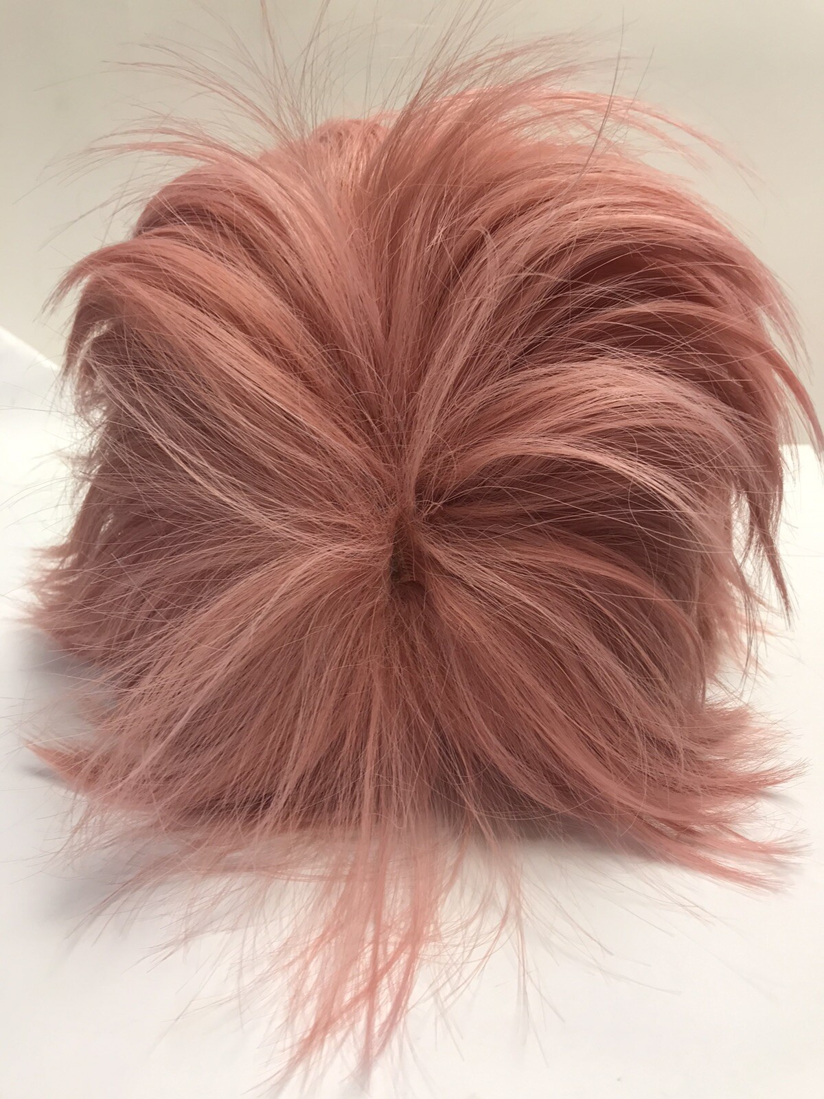 Anogol Hair Cap+Pink Anime Cosplay Wig Short Synthetic Hair Shag Cut Adjustable