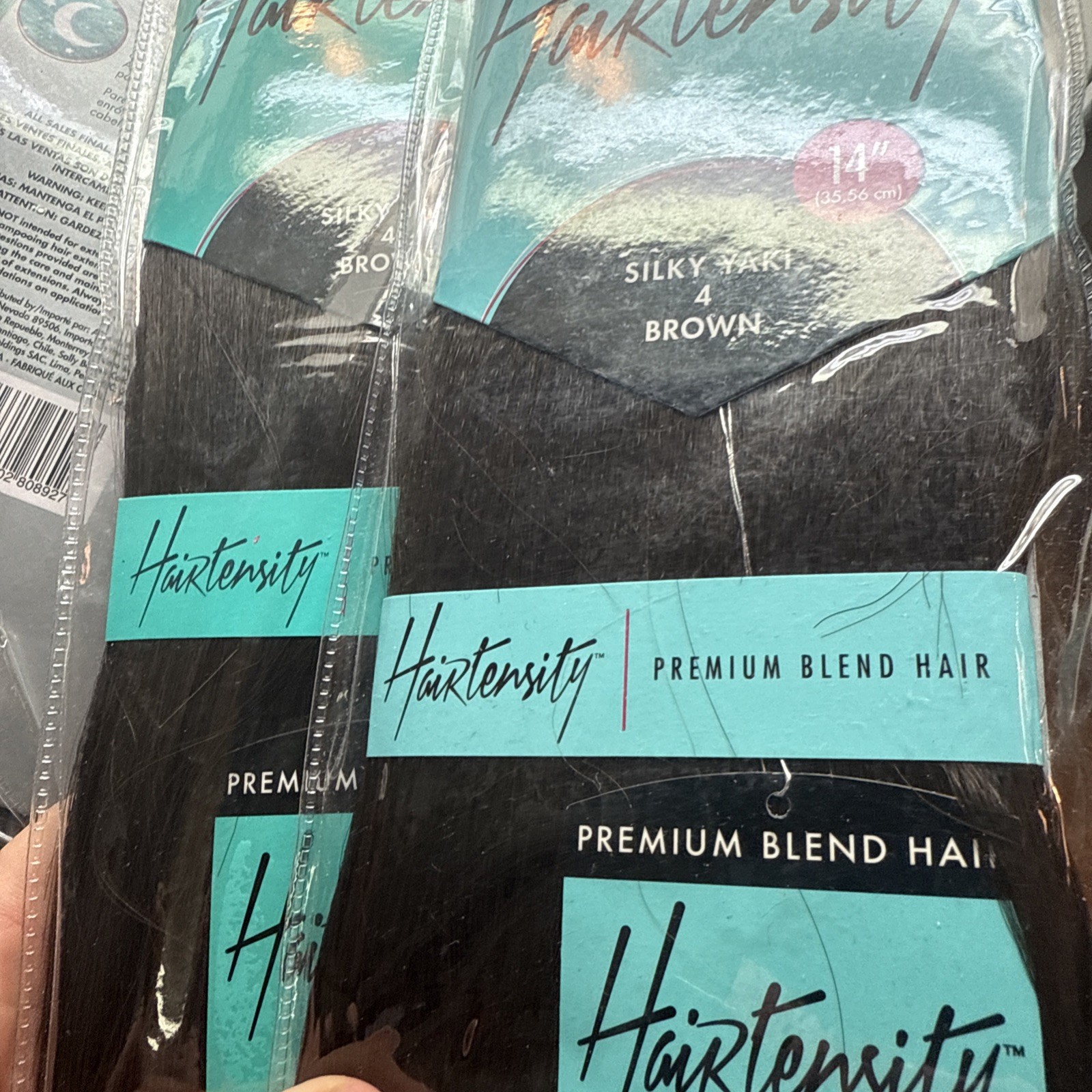 Hairtensity Silky 4 Yaki Brown 14” 100% Human & Premium Blend Hair 4 Pack New!