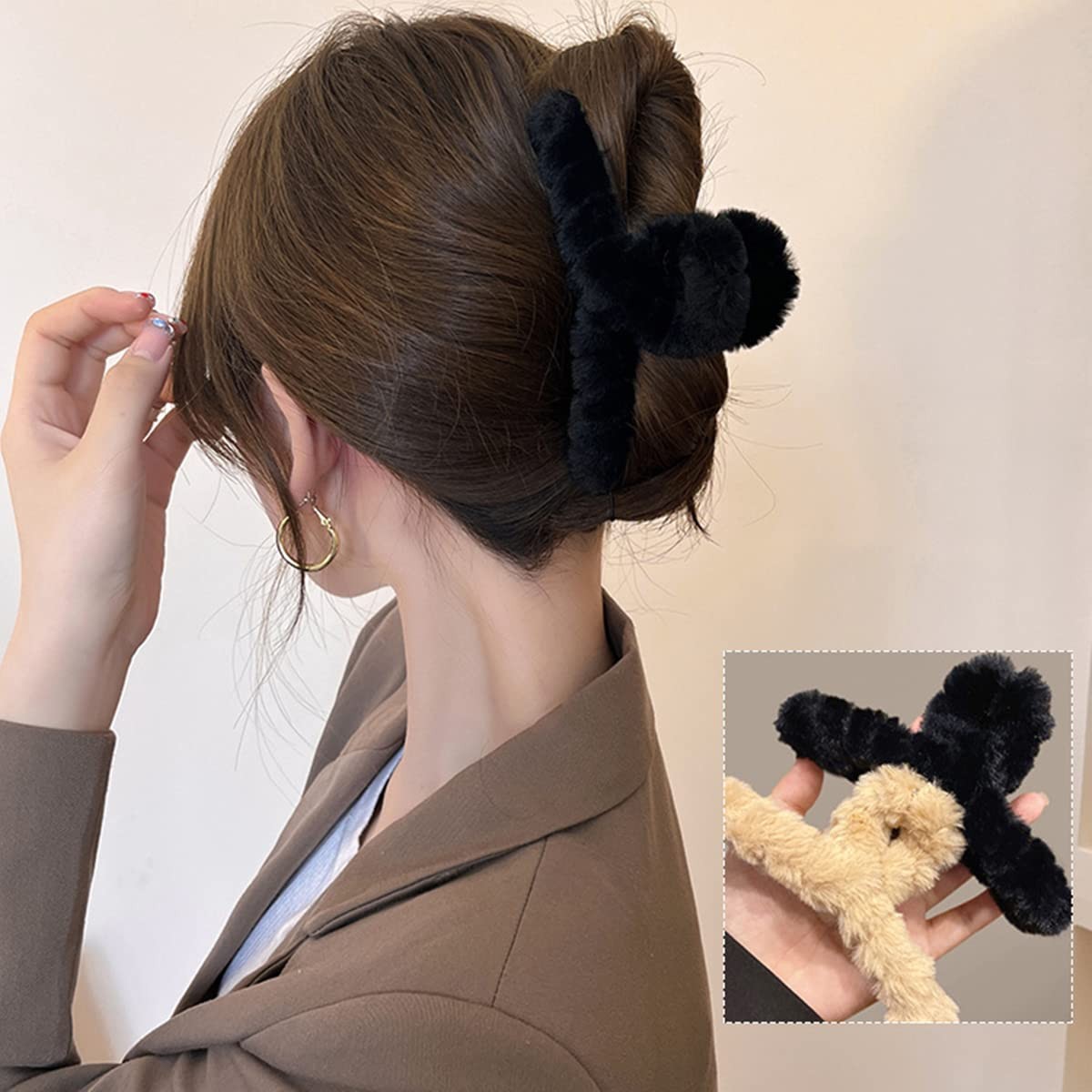 SEVEN LUCKY LIGHT Hair Clip, 7 Pcs 1 Count (Pack of 7), Fuzzy Neutral Set