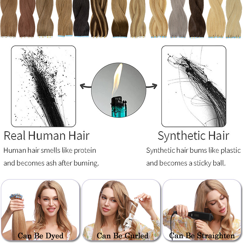 80PCS Real Thick Seamless Tape in Remy Human Hair Extensions Invisible Skin Weft