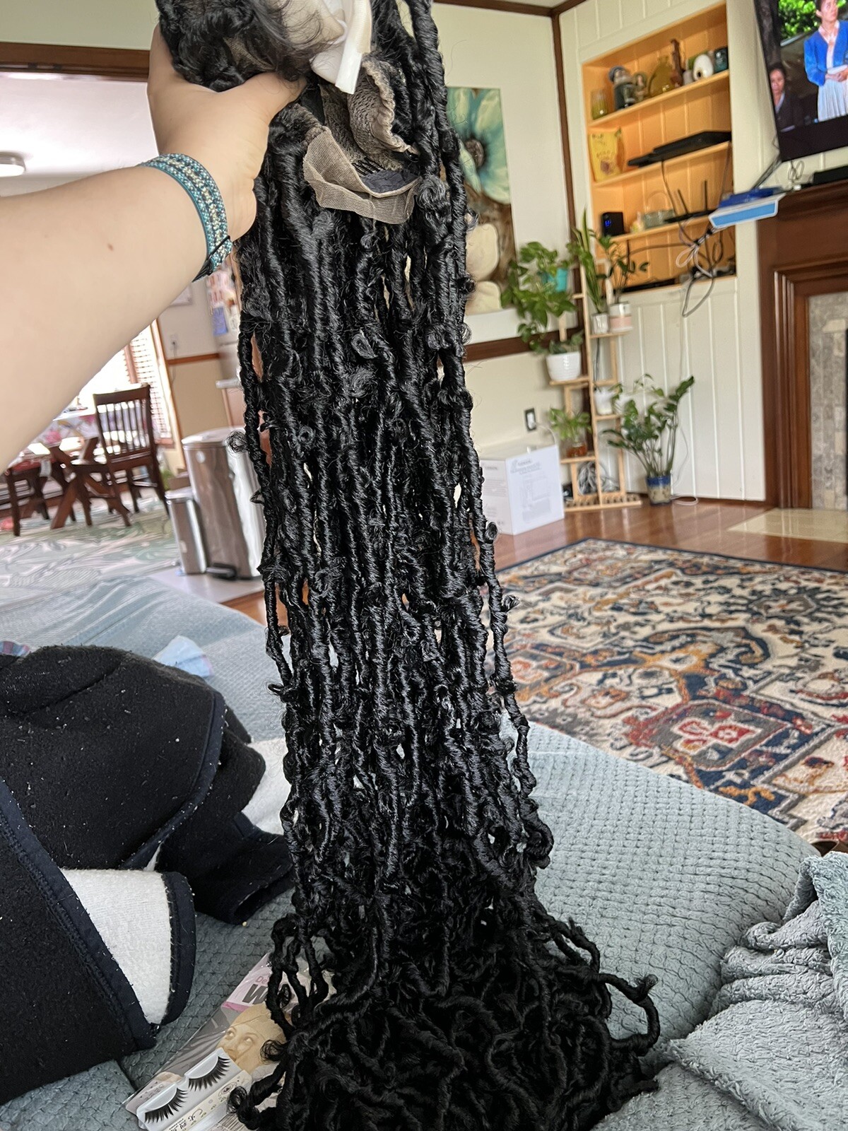 Lace front braided Knotless Locs Wig 47in black