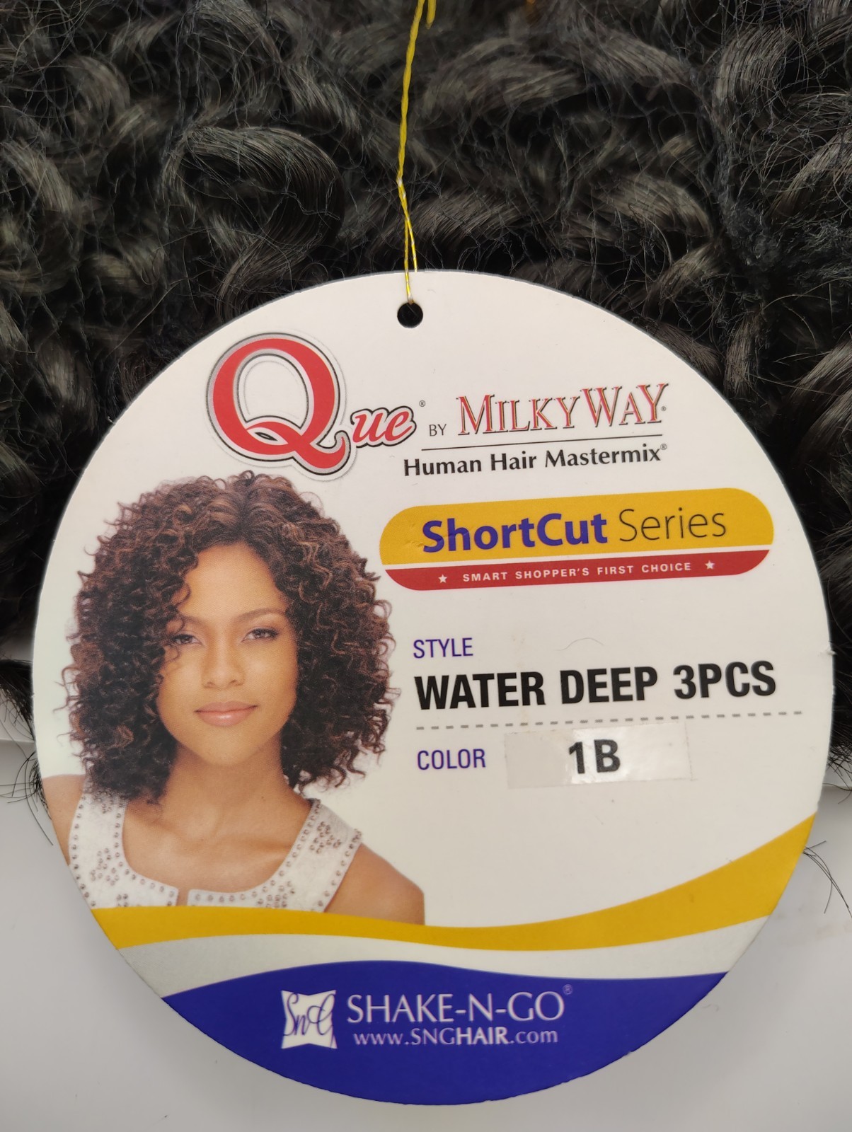 NWOT Que By Milky Way Water Deep 3 Pcs Shortcut Human Hair Mastermix 1B Curly
