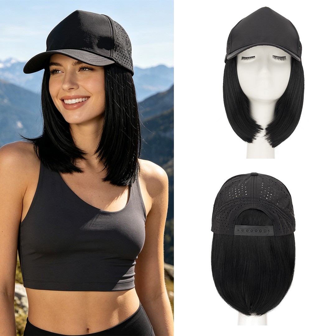 Quick-drying Baseball Hat With Synthetic Hair Baseball Cap Hat Wig Adjustable US
