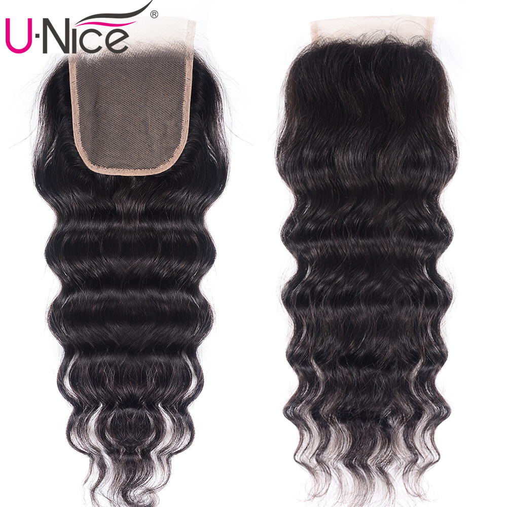 UNice Peruvian Natural Wave 3 Bundles Human Hair Extensions With Lace Closure US