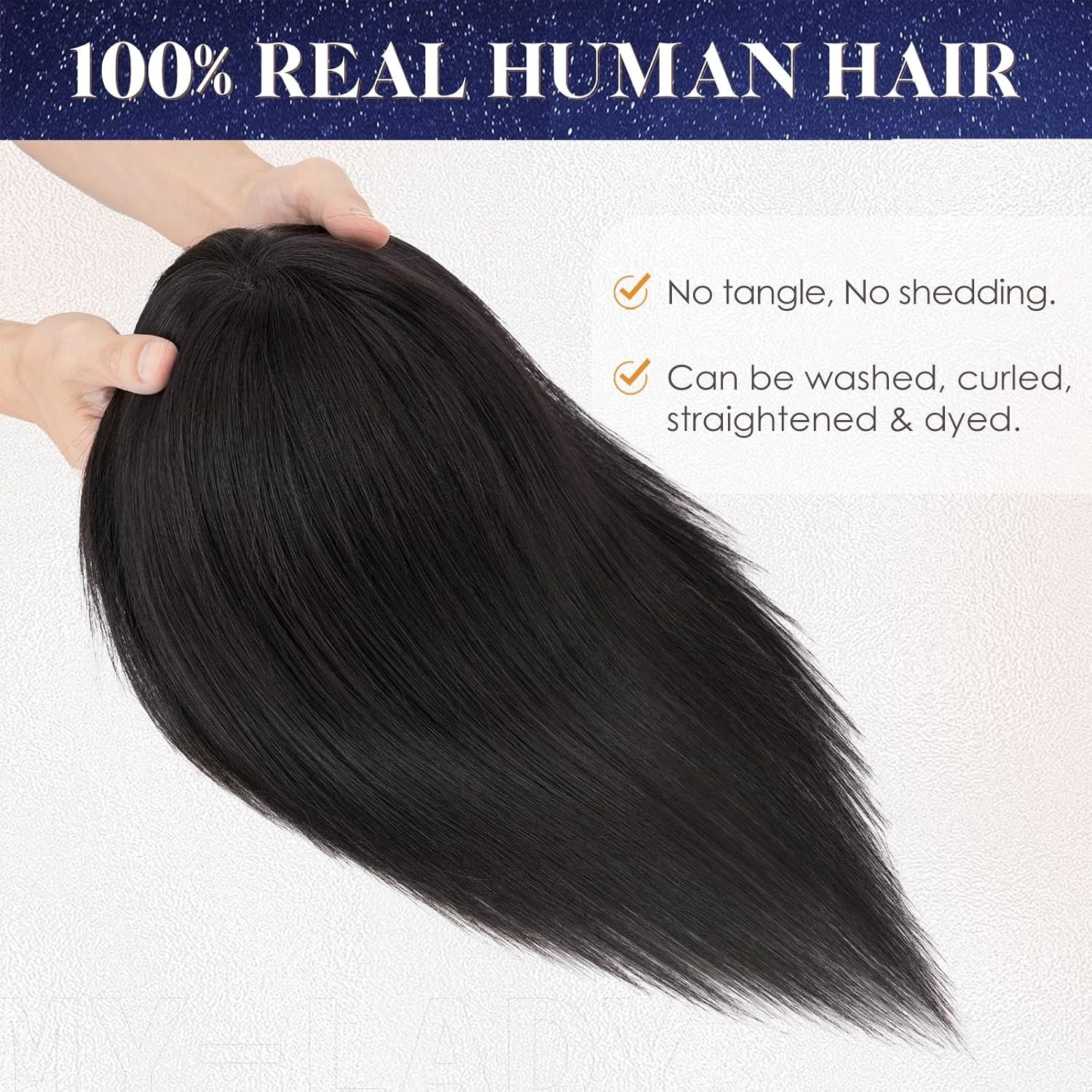 MY-LADY Human Hair Toppers for Women Real Human Hair with Bangs Thin 9 * 12CM L