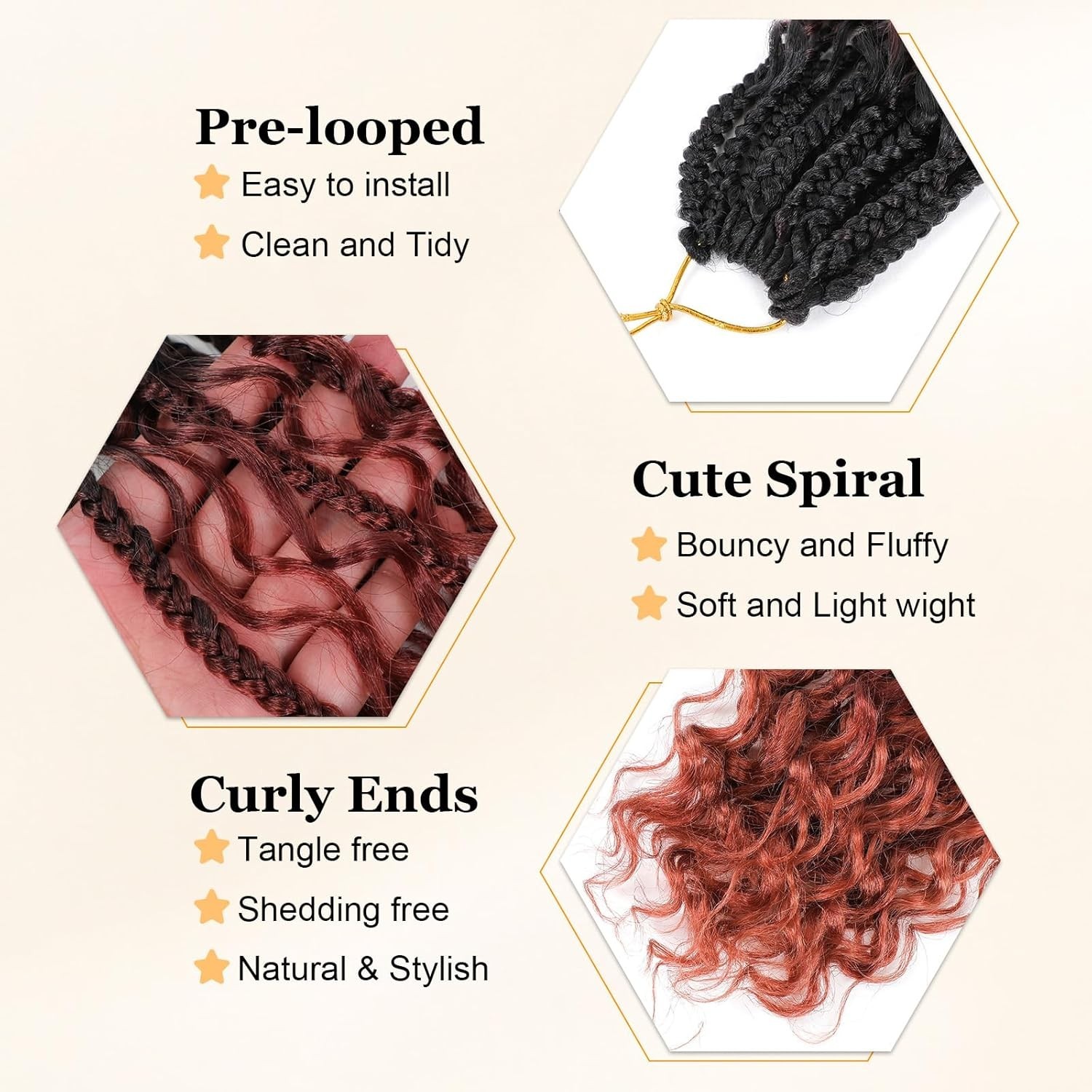 14 Inch Goddess Box Braids Crochet Hair Curly Ends 9 Packs Pre Looped Boho Cr…
