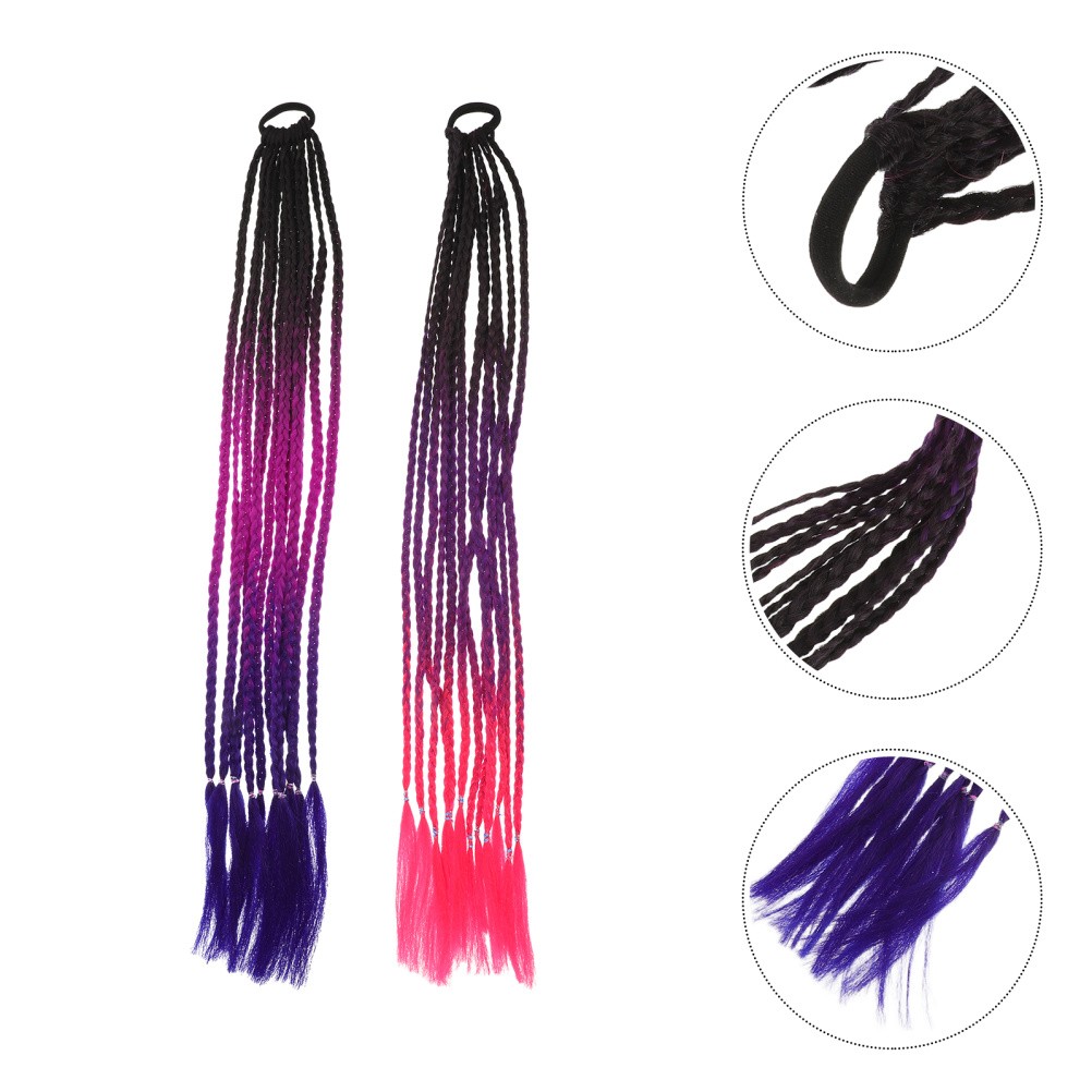 2 Pcs Hair Ponytail Extension Hairpiece Set Colored Extensions