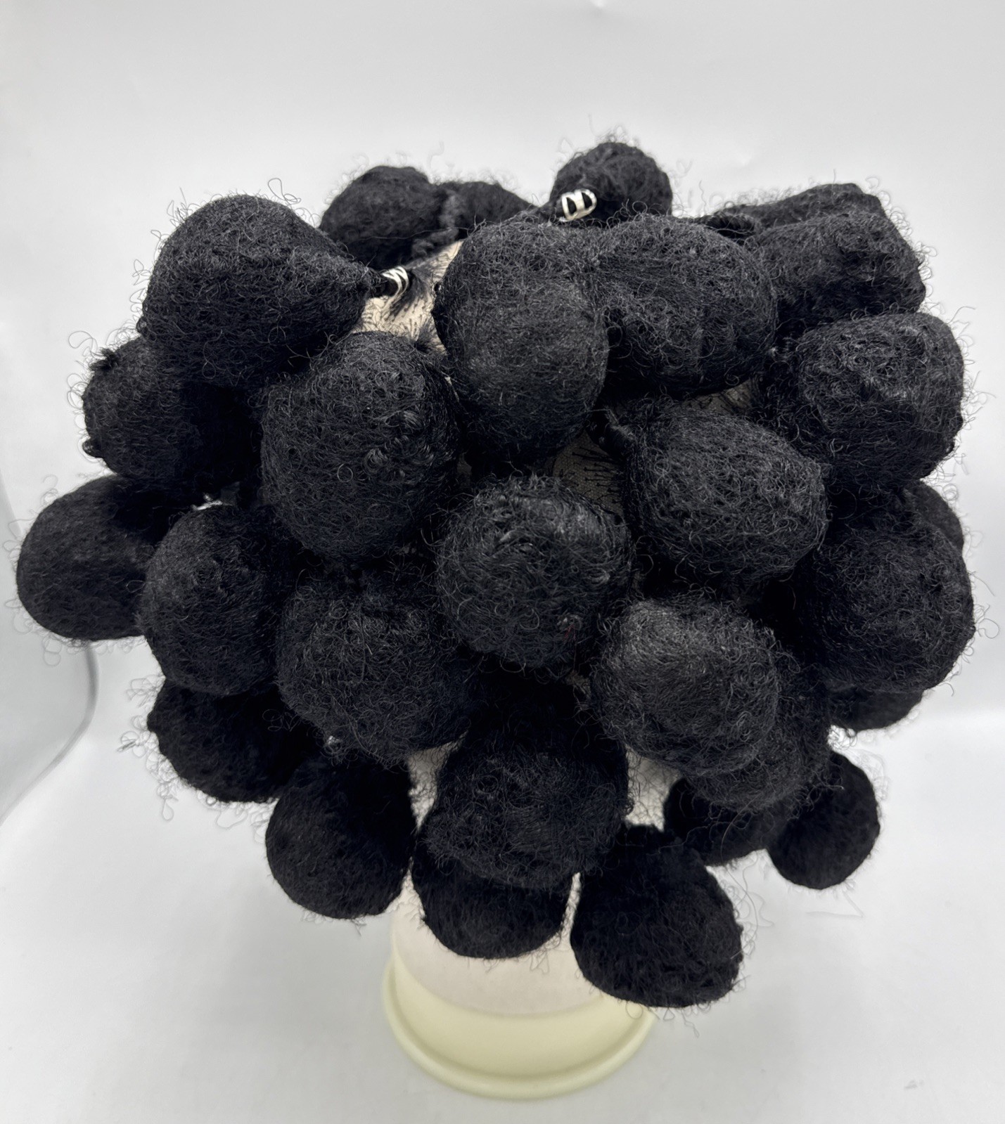 Box Braids To Pom Pom Black Wig With Hair Accessories Full Lace