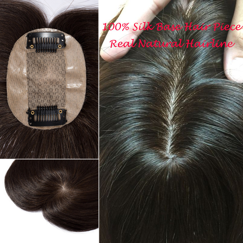 Russian Thick Top Pieces Wig Clip in Virgin Human Hair Women Topper Hairpiece US