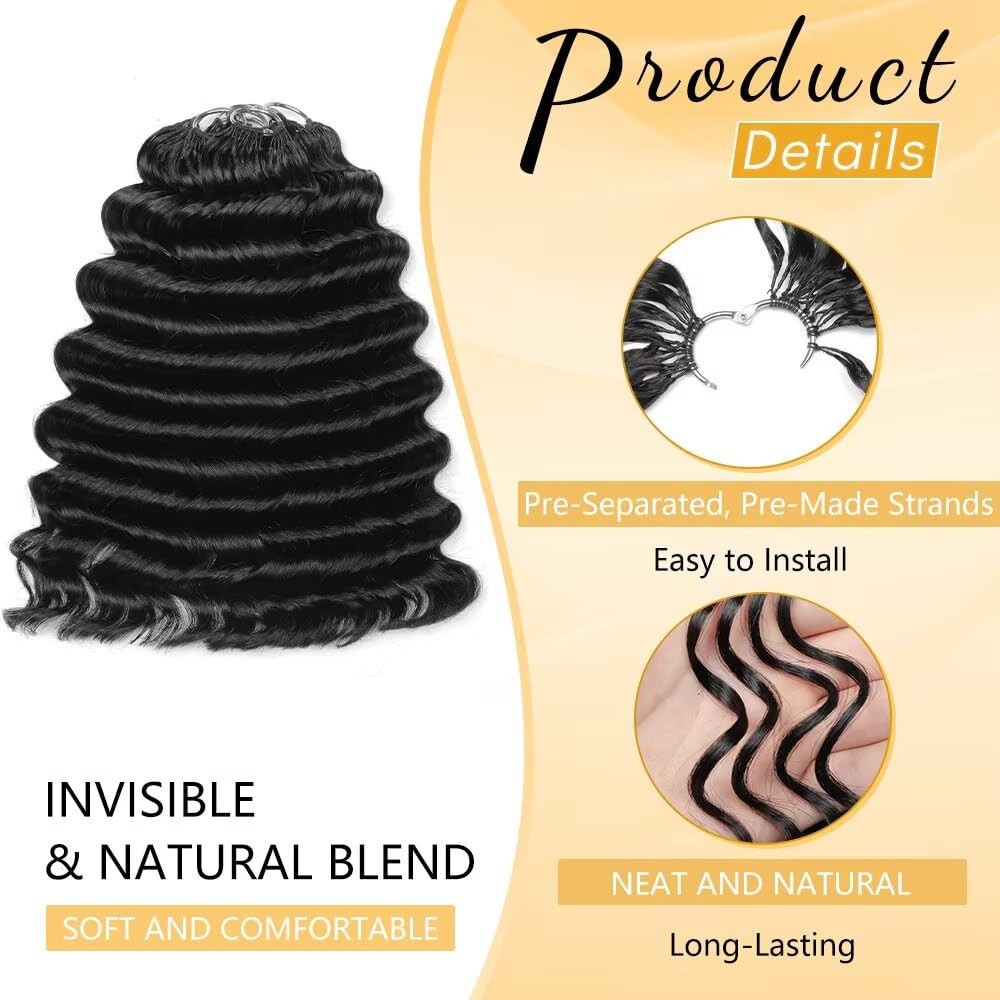 Human Crochet Hair 16″ Deep Ocean Wave 300g (pack of 12 bundles) | Color: #1B