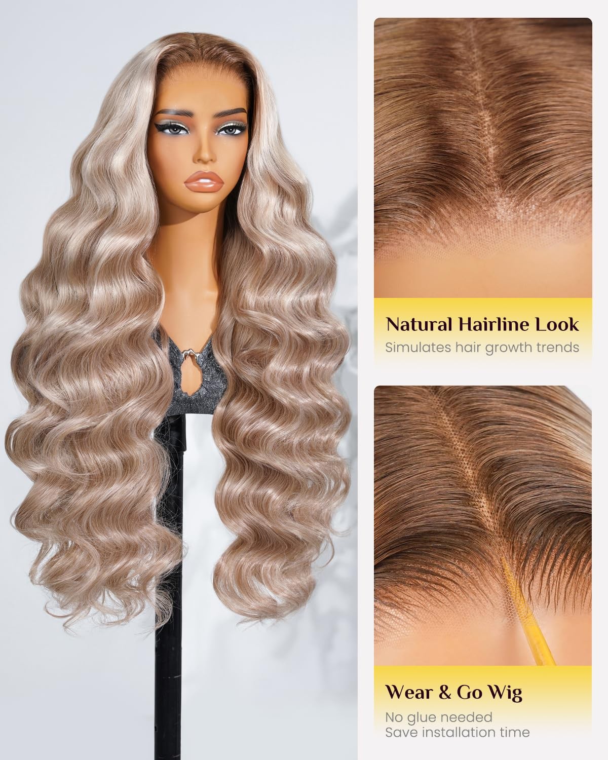 Teslal Ash Blonde Wig Human Hair Blend Wear And Go Glueless Wigs Pre Plucked