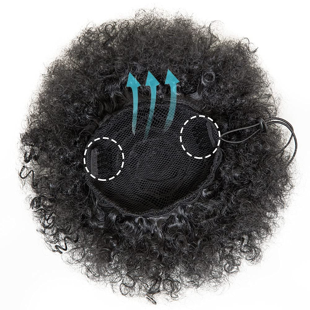 MOONSHOW Afro Puff Drawstring Ponytail Extension for Black Women Short Afro Kink