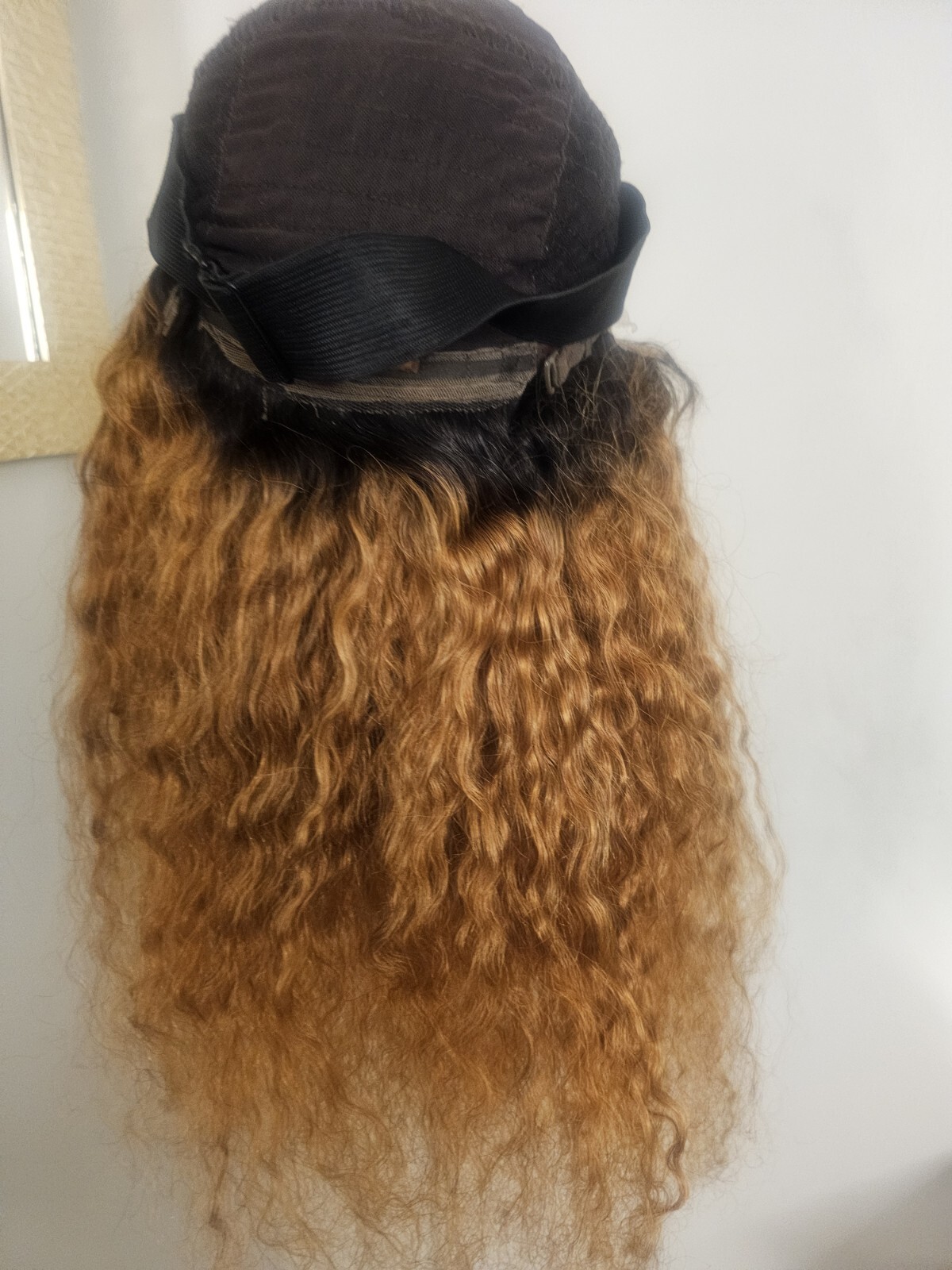 High Quality regular Top Copper Brown 22″ curly 100% Virgin Human Hair Lace Wig