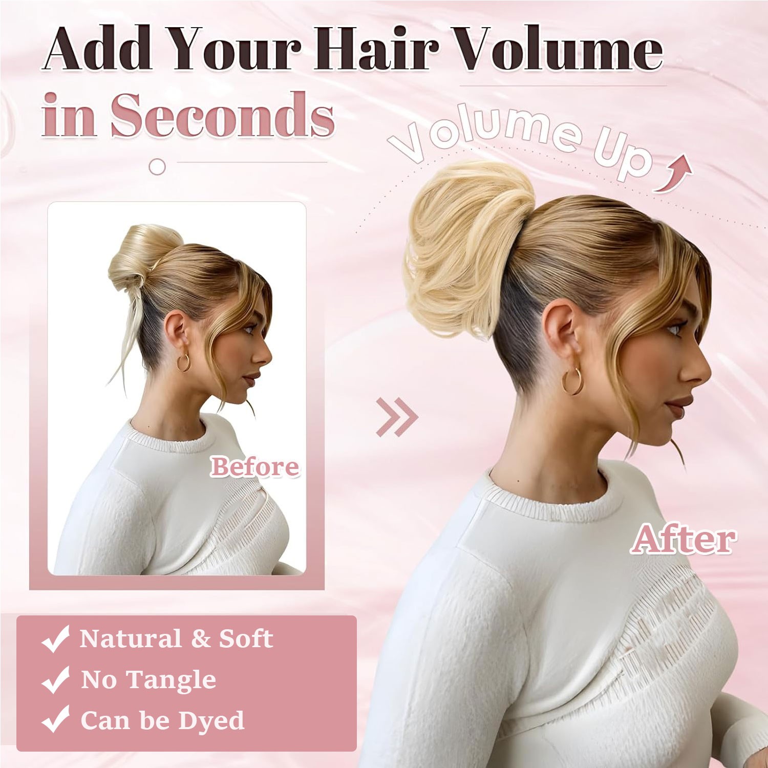 USA Messy Bun Remy Real Human Hair Piece Wrap on Scrunchie Updo Hair Extensions