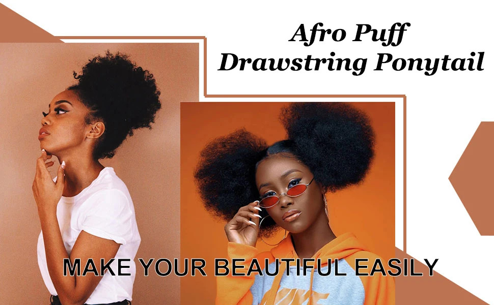 Afro Kinky Curly Drawstring Afro Puff Small Hair Buns Ponytails for Women Kids