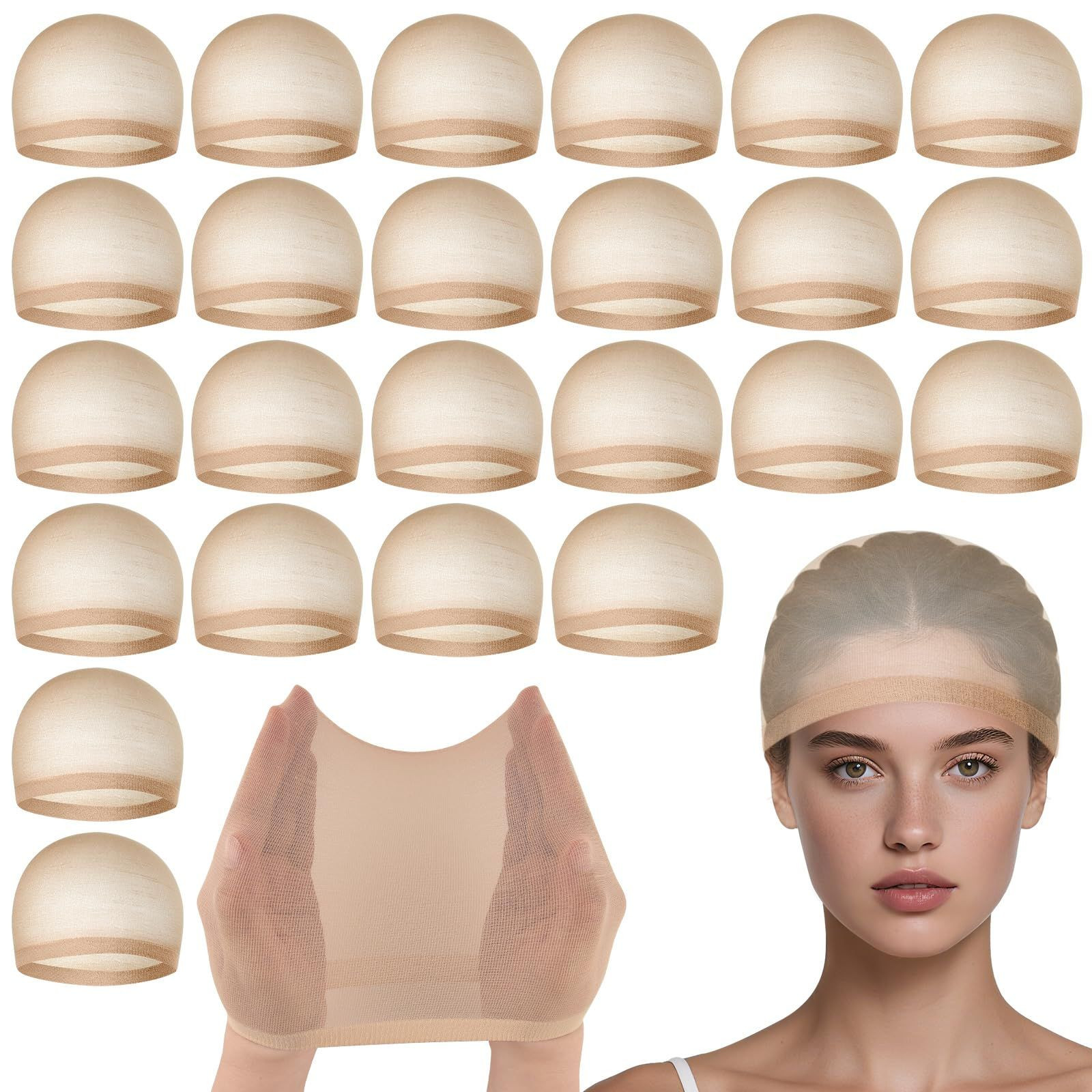 24pk Mesh Stocking Wig Caps Ultra-Thin Invisible Hair Net Liner Cosplay Party Us