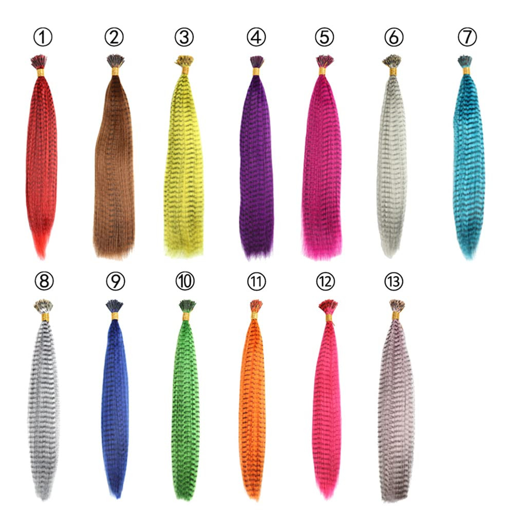 13Pcs Synthetic Feather Hair Extensions for Women 20Inch Hairpieces with 100Pcs