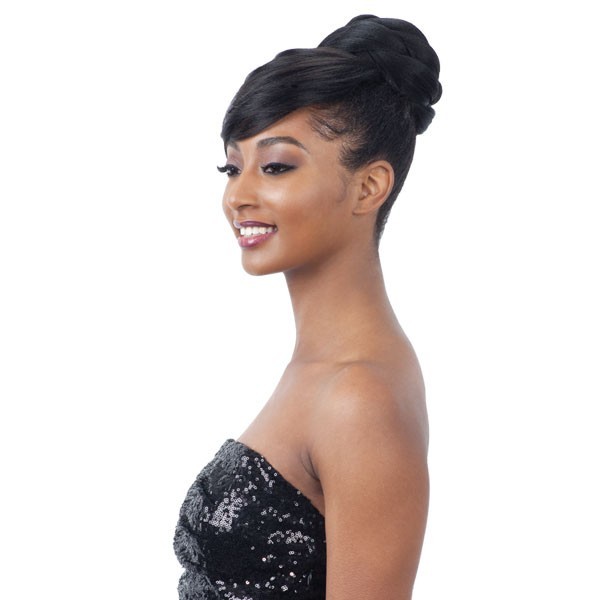 TWISTED BUN BANG – FREETRESS EQUAL SYNTHETIC BUN & SWOOP SIDE BANG