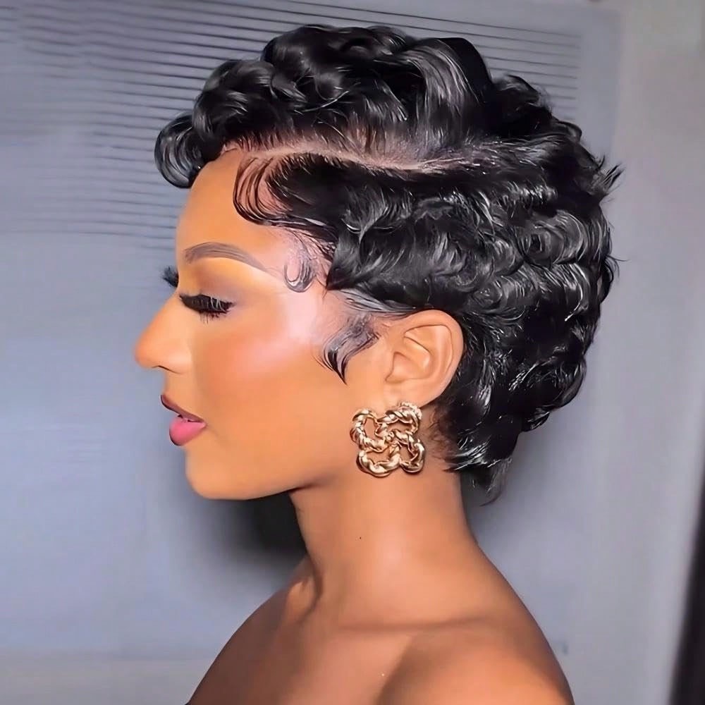 Short Pixie Cut Wig Human Hair For Women 250% Density Glueless Easy Wear 6 Inch
