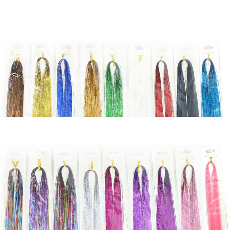 Sparkle Hair Tinsel Holographic Glitter Extensions Highlights False Hairstyling