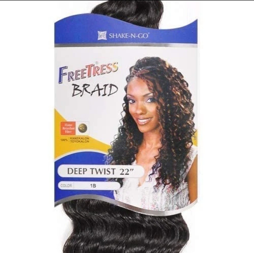 *4-Pack* FREETRESS SYNTHETIC CROCHET BRAIDS – DEEP TWIST BULK 22″ Color 1B