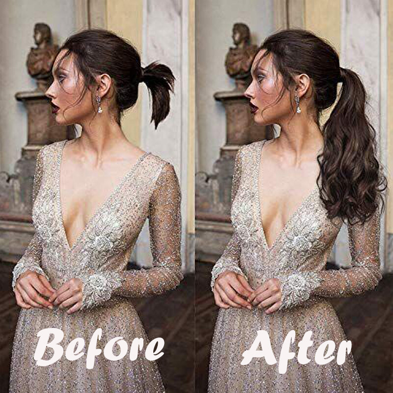 Mega Long Thick Wrap On Ponytail Pony Tailsl As Human Hair Extension Curly Wavy