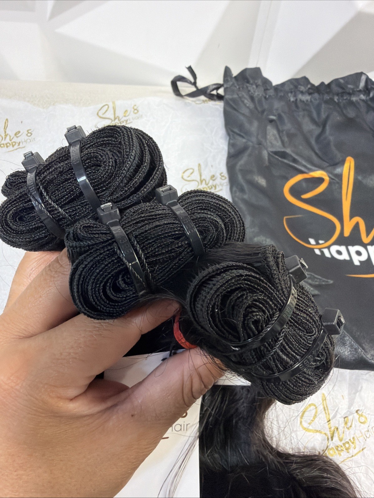 SHES HAPPY HAIR RAW INDIAN HUMAN HAIR BUNDLES 18×3