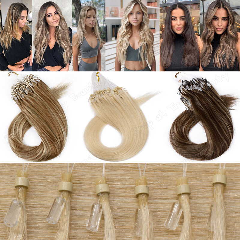 200S Thick Micro Loop Beads 100% Remy Human Hair Extensions Micro Ring Lowlights