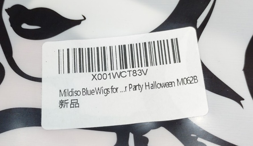 Mildiso 26″ Long Blue Wigs for Women Fluffy Curly Wavy Cosplay Costume Wig Bangs
