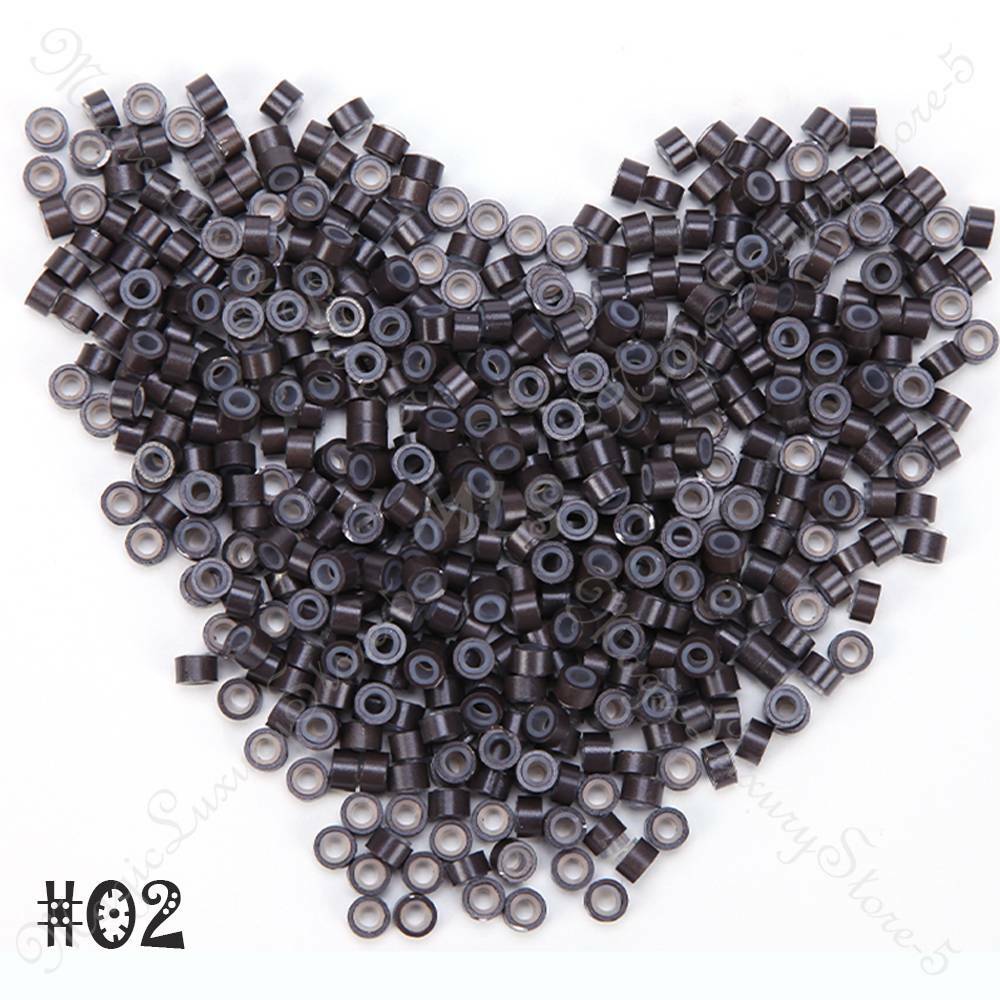 1000 Silicone Lined Micro Beads Rings Tube For Human Hair Extension US Tip 5-6mm