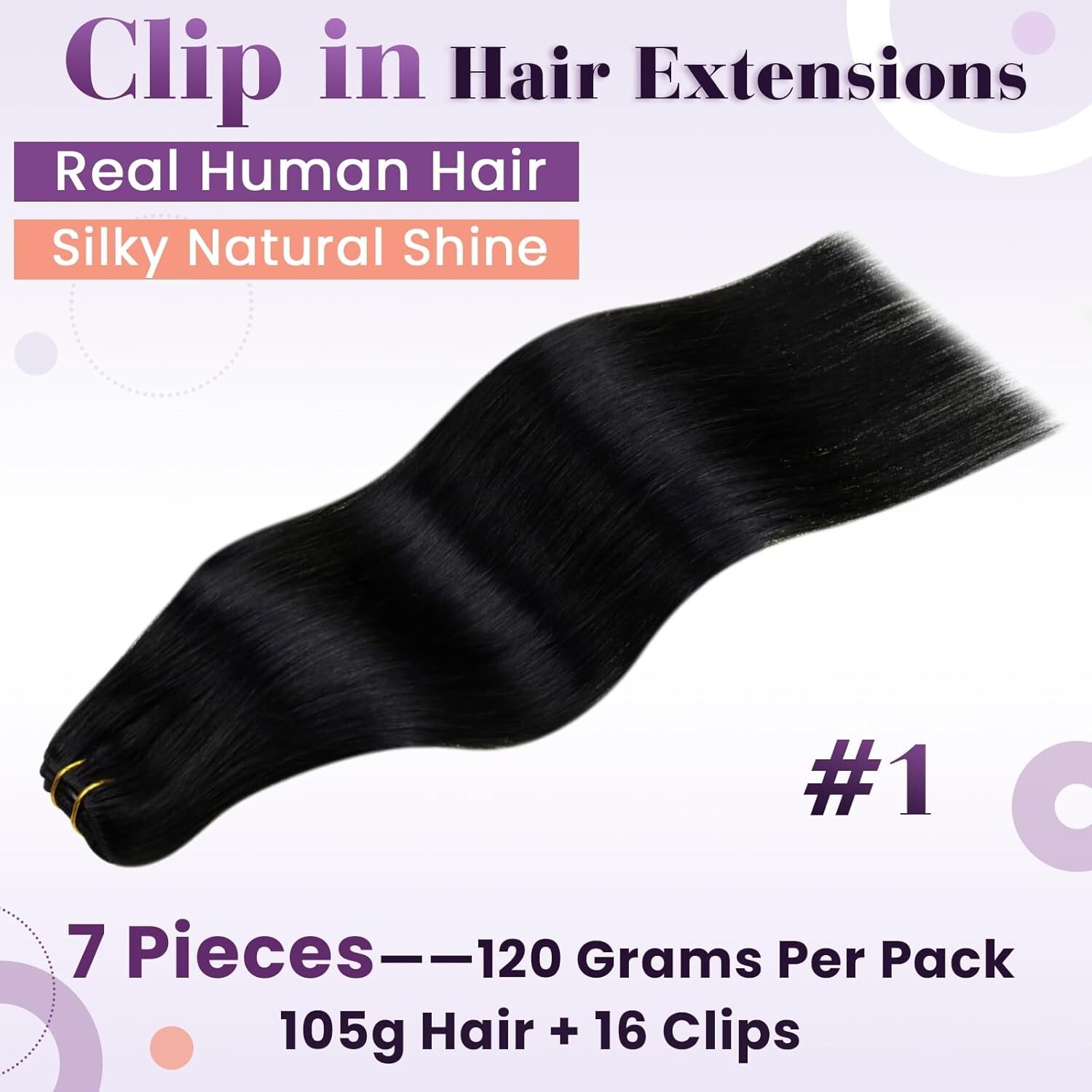 Full Head 20-Inch Jet Black Clip-Ins – Human Hair Extensions for Instant Glam