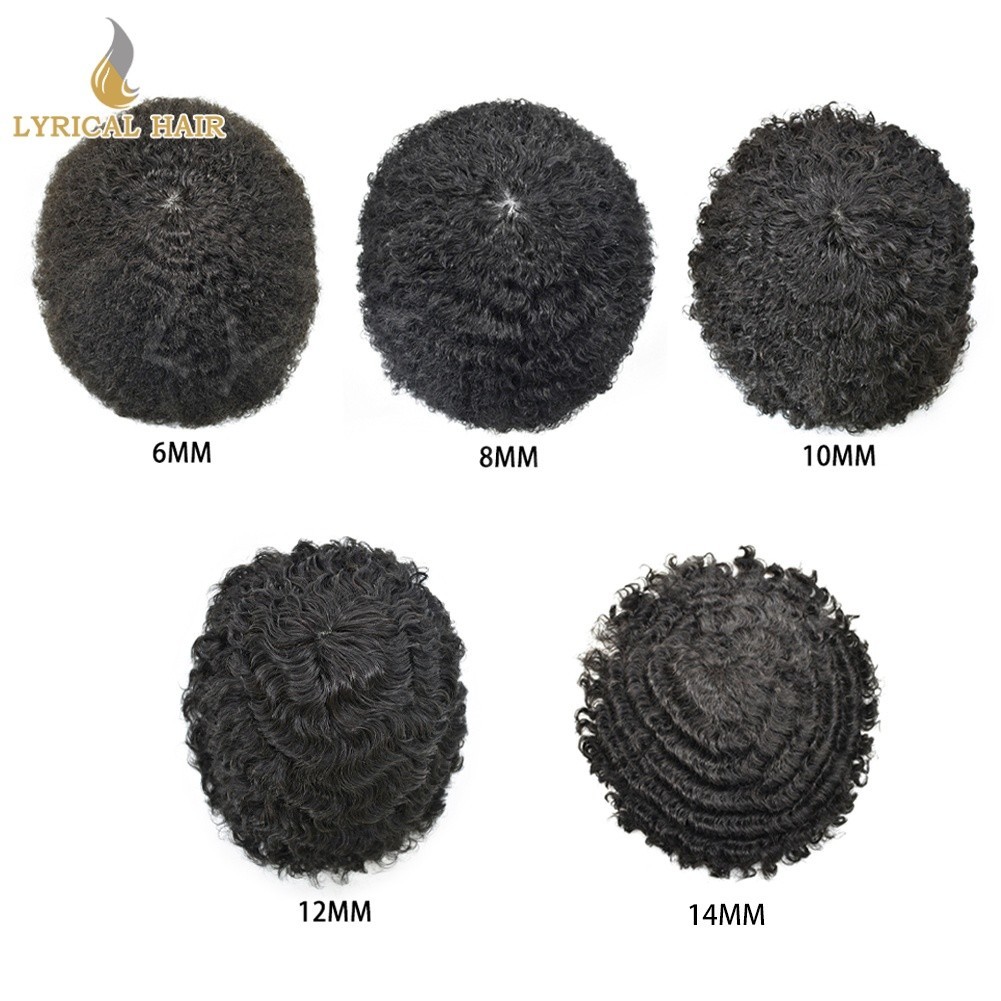 Lyrical Hair Afro Toupee For Black Men Human Hair Natural Curly Mens Hairpiece