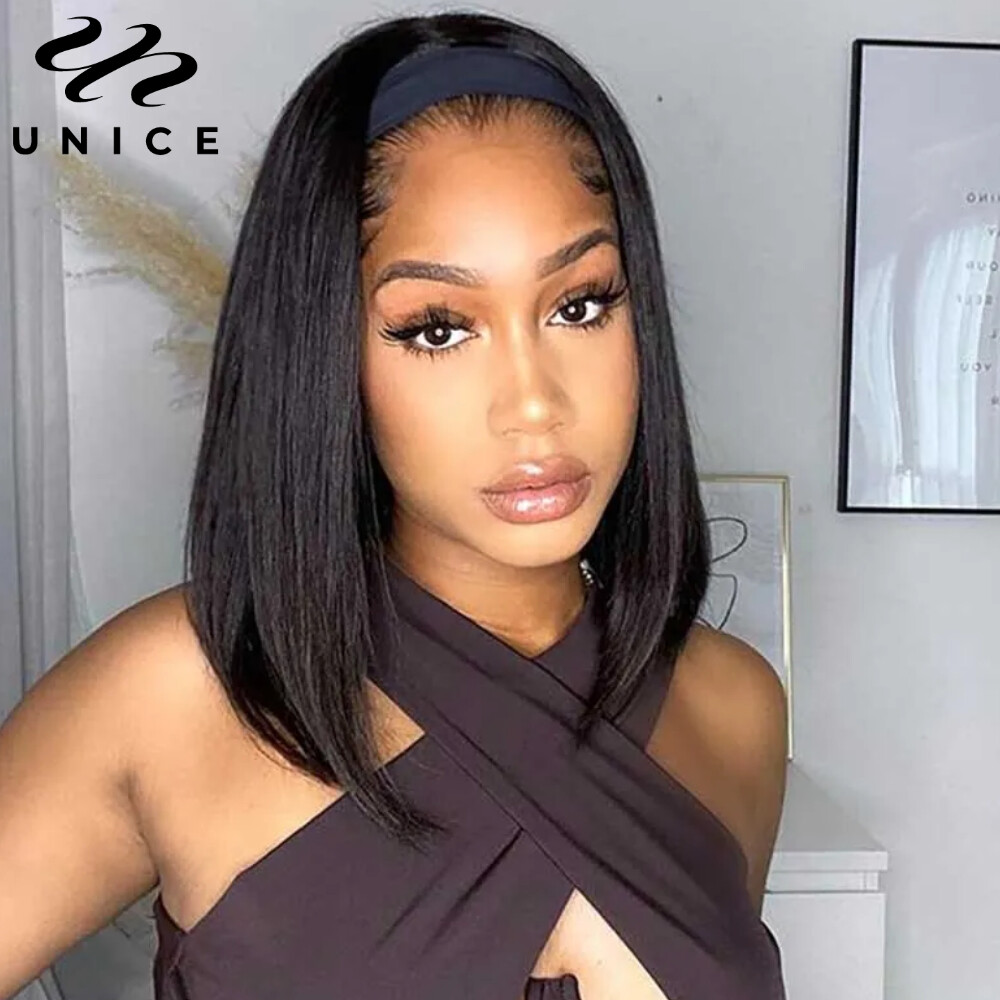 UNice Cambodian Bob Straight Headband Wig Glueless Wear and Go Wigs for Women US