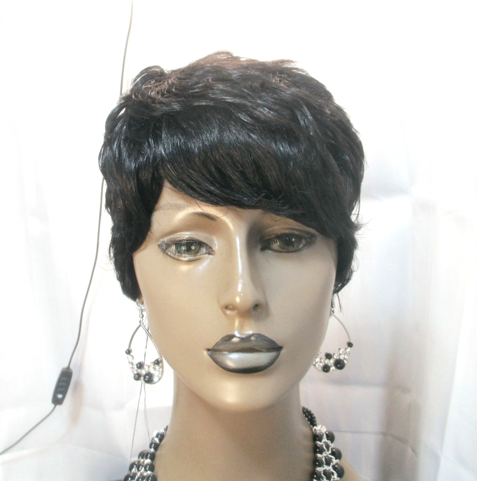 Vanessa Wig 100% Human Hair short pixi fuller top black color 1B NEW