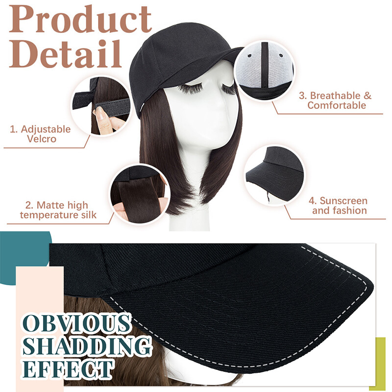 Baseball Hat Cap with Hair Extensions Synthetic Long Curly Ponytail Natural Wavy
