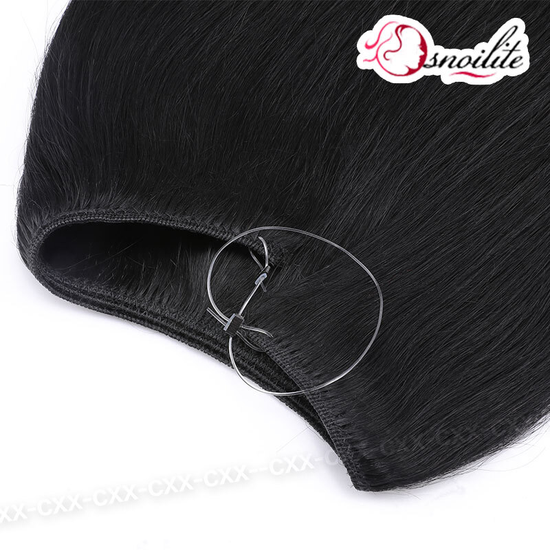 Wire Hair Extensions Real Remy Human Hair Hidden One Piece Headband Weft NO-CLIP