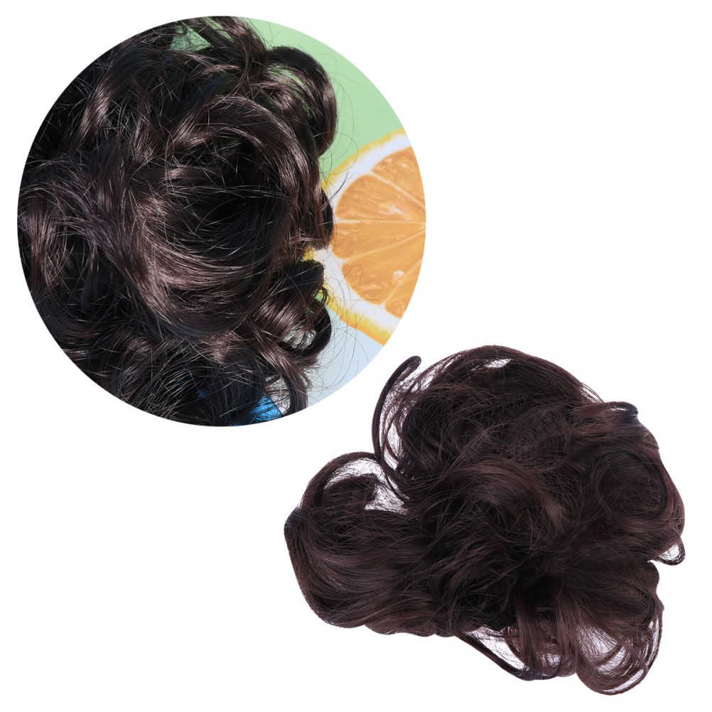 Elastic Light Brown Hair Bun Extension Easy to Wear and Wash for Elegant Events