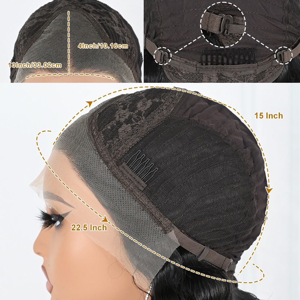 Long Black Hair Deep Wave Synthetic Lace Front Wigs Pre Plucked Natural Hairline