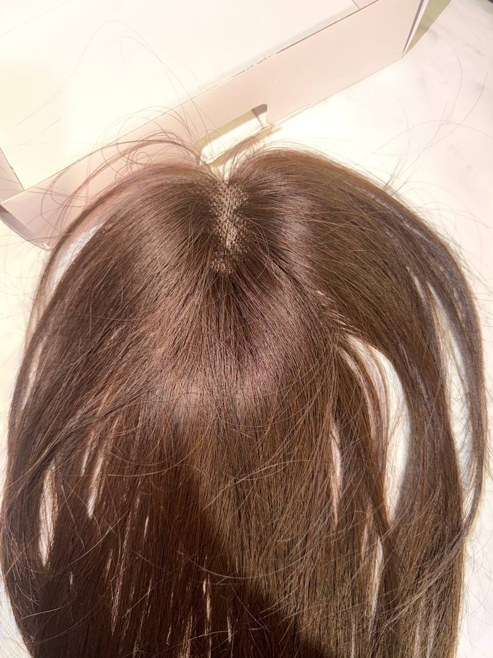 Rich Choices 14″ Real Human Hair Topper No Bang #2R Chocolate Brown Clip In