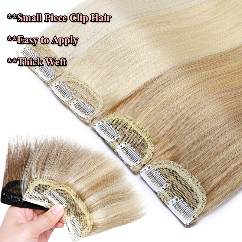 Small Piece Clip In Human Hair Extensions Hairpiece Weft Short Mini Pad 4-12Inch