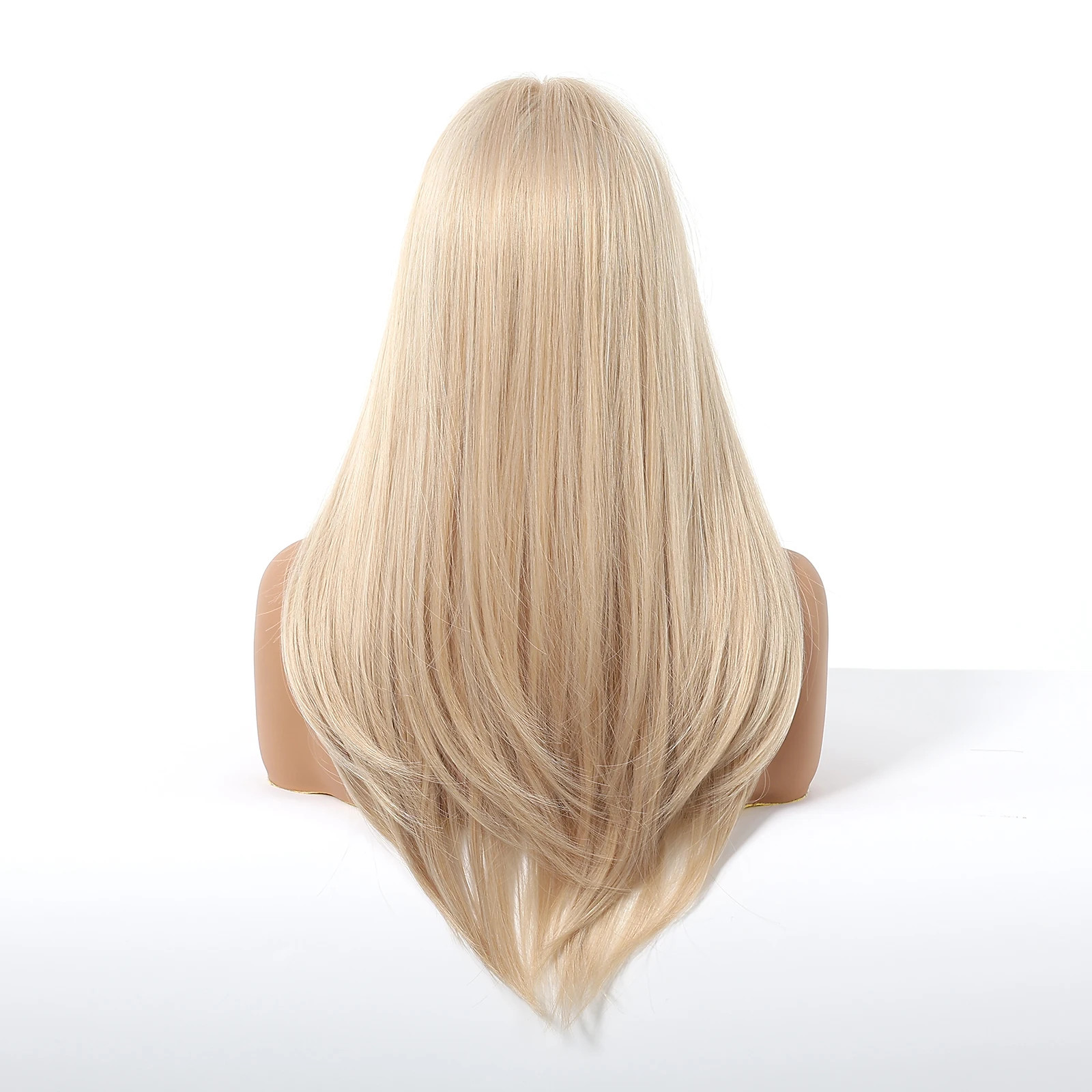Long Straight Cosplay Wig With Fringe Highlight blonde Synthetic Hair