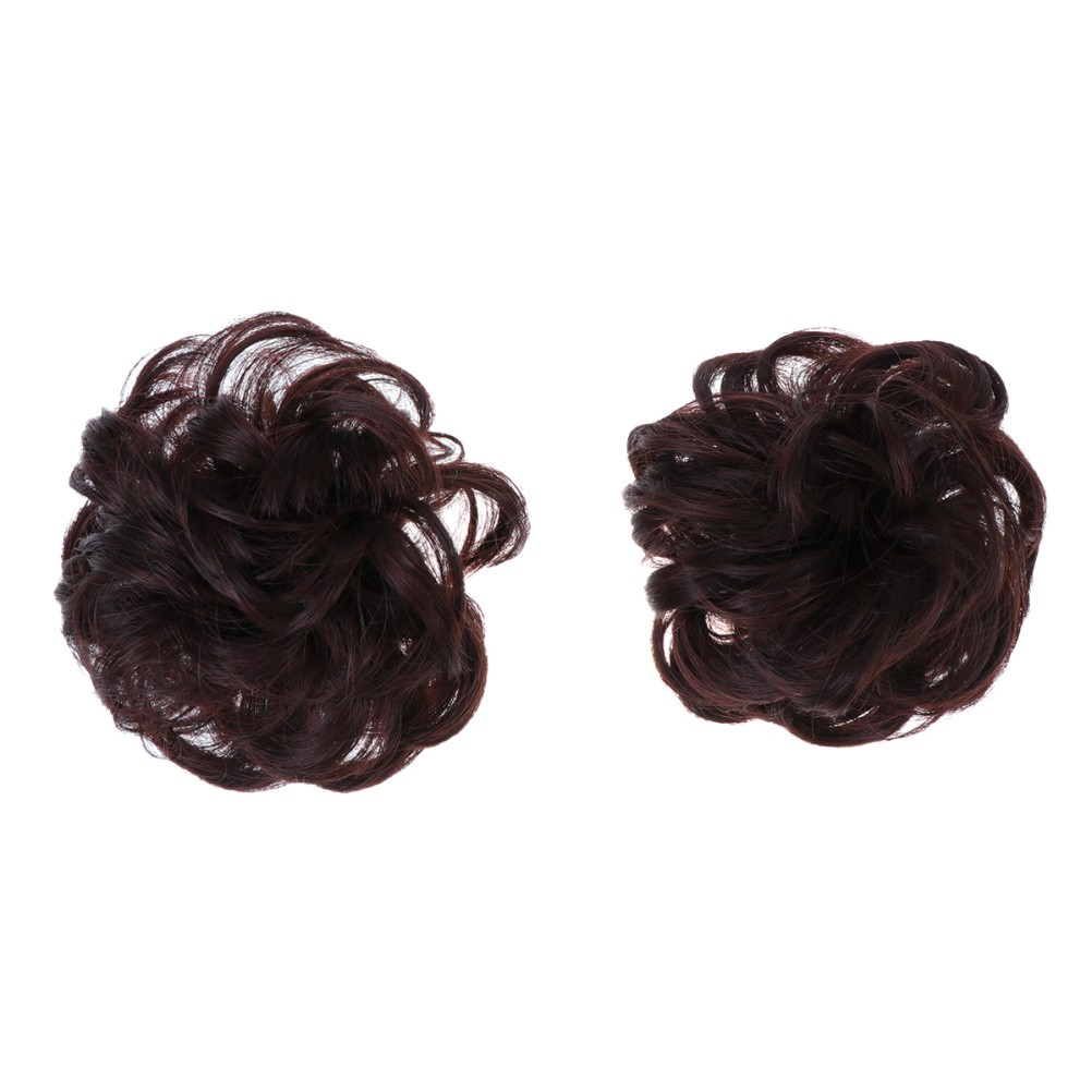 2Pcs Hair Chignon Wig Dark Brown Synthetic Hair Bun for Easy Elegant Hairstyling